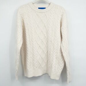 Aelfric Eden Mens Cream Cable Knit Preppy Academia Oversized Sweater Size S